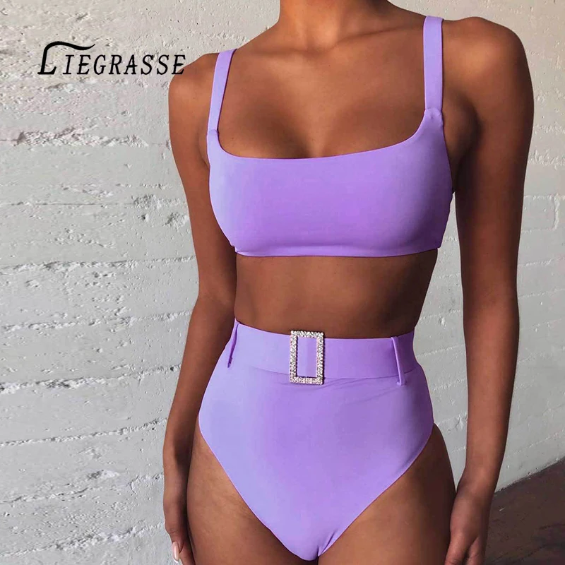 

Liegrasse Bikinis Set Push Up Belt High Waist Swimsuit Female Sexy Swimwear Women Wrapped Brazilian Biquini Two Piece Suits