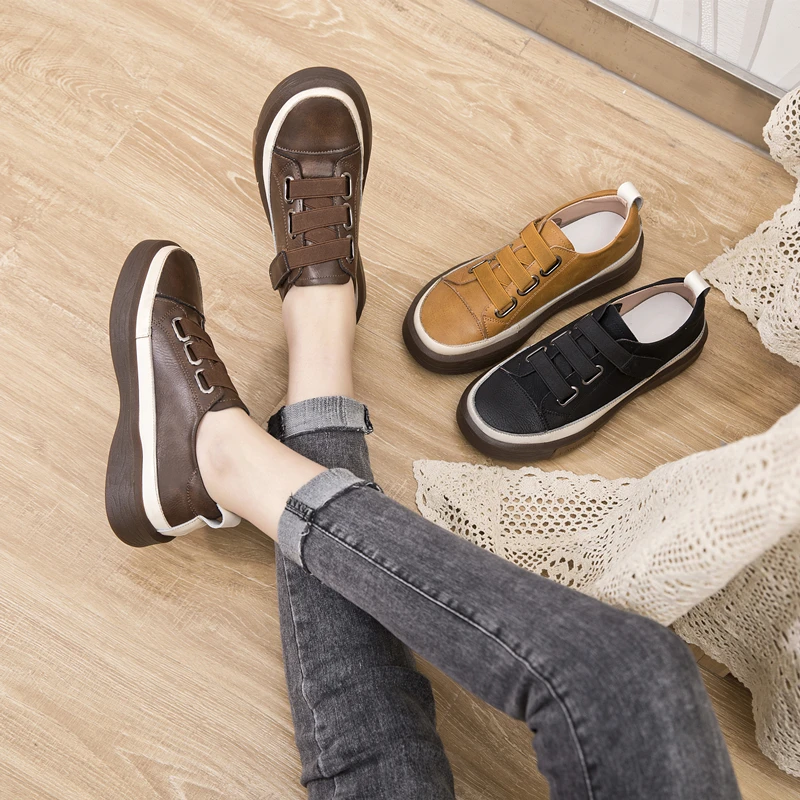

Ladies Sneakers Spring Shoes 2021 New Genuine Leather Casual Women Shoes Large Size 42-43 Fashion Flat Girl Student Shoes