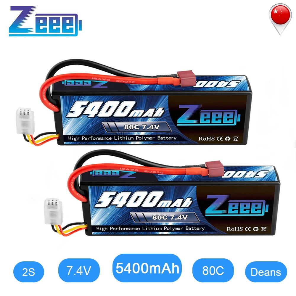 Аккумулятор Zeee 5400 мАч 80C 2S 7 4 В Lipo жесткий чехол с разъемом Deans батарея 2 блока для