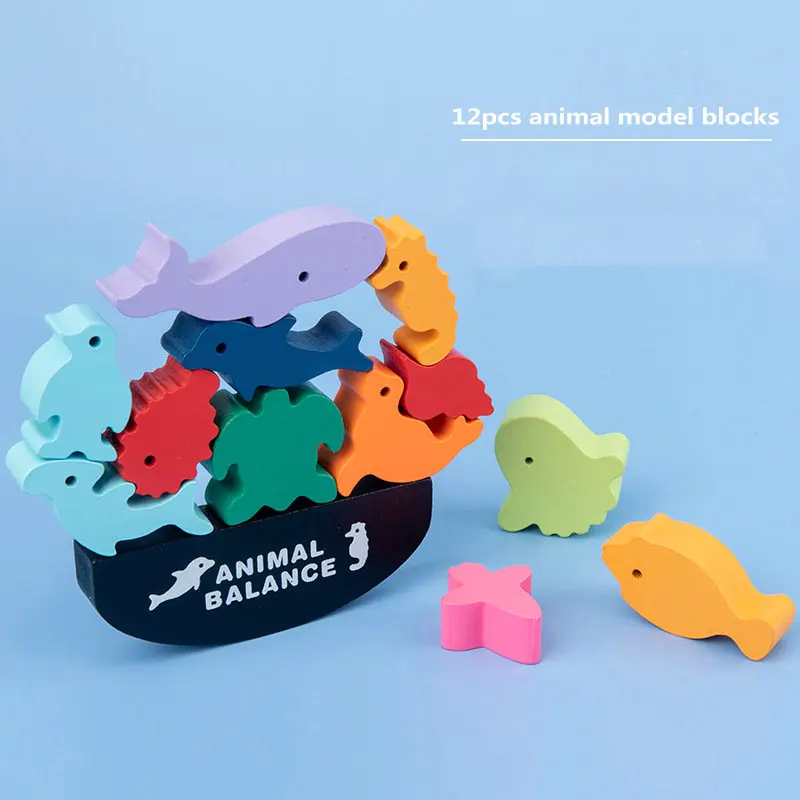 Мультяшная модель животных 3D игры головоломки баланс деревянные игрушки