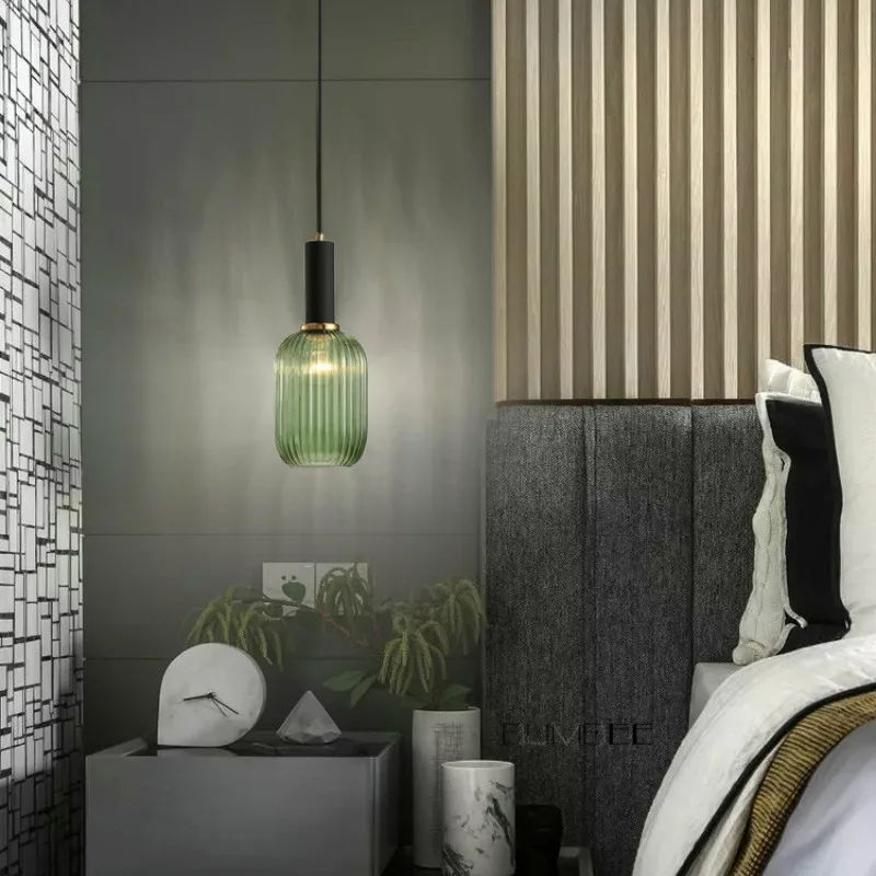 Скандинавские полосы стеклянный маленький подвесной светильник люстра для