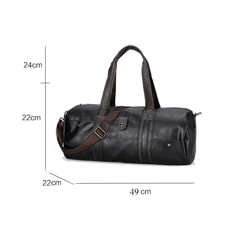 Hot Men Large Capacity PU Leather Sports Bag Waterproof Gym Bag Fitness Sport Bags Travel Shoulder Handbag Male Bag Black Brown
