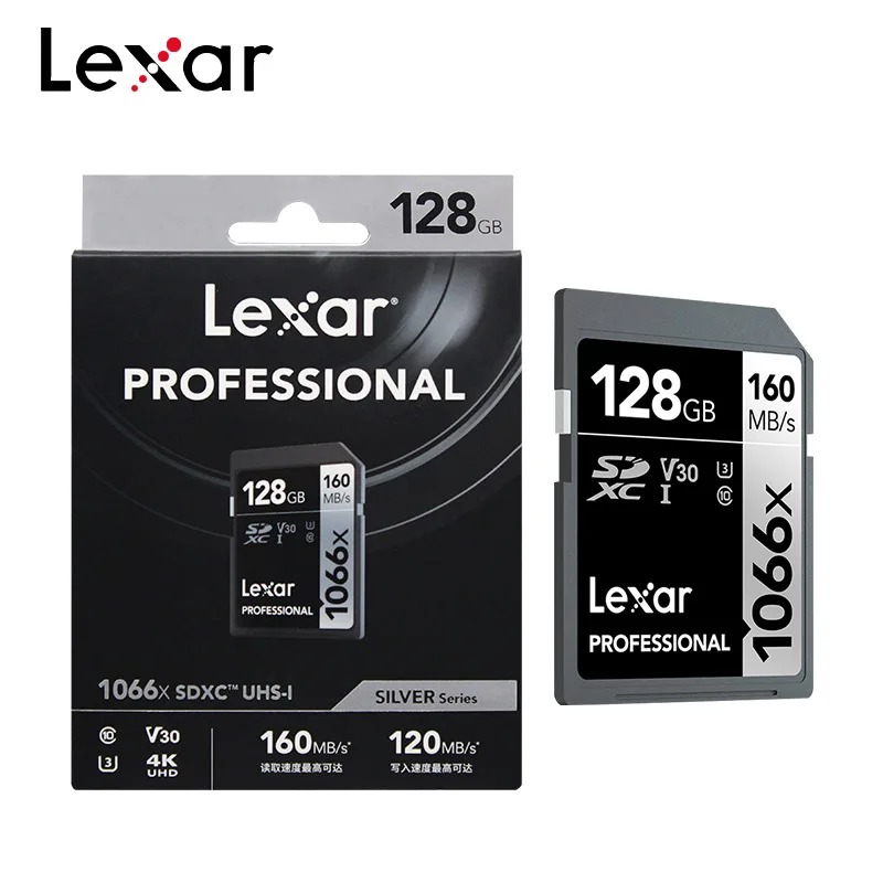 Lexar Professional Silver Series SD Card 1066x 64GB 128GB 256GB High Speed UHS-I C10 V30 Memory Card For 4K Camera