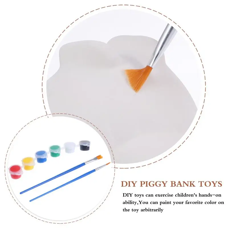 

1pc Unfinished Ceramic Piggy Bank Kids DIY Coin Bank Dragon Shaped Saving Pot