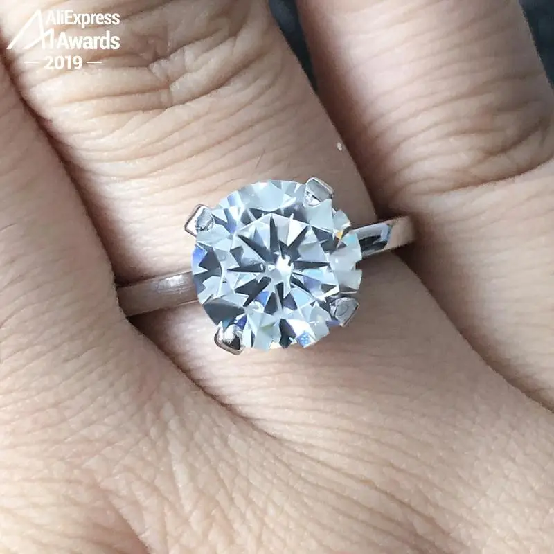 1 5 карат кольцо круглой огранки S925 серебряное Сона алмаз solitair изысканные