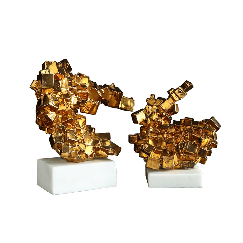 

Modern Sample Room Living Room Study Metal Sculpture Art Ornaments Soft Decoration Golden Ore Crystal Sculpture