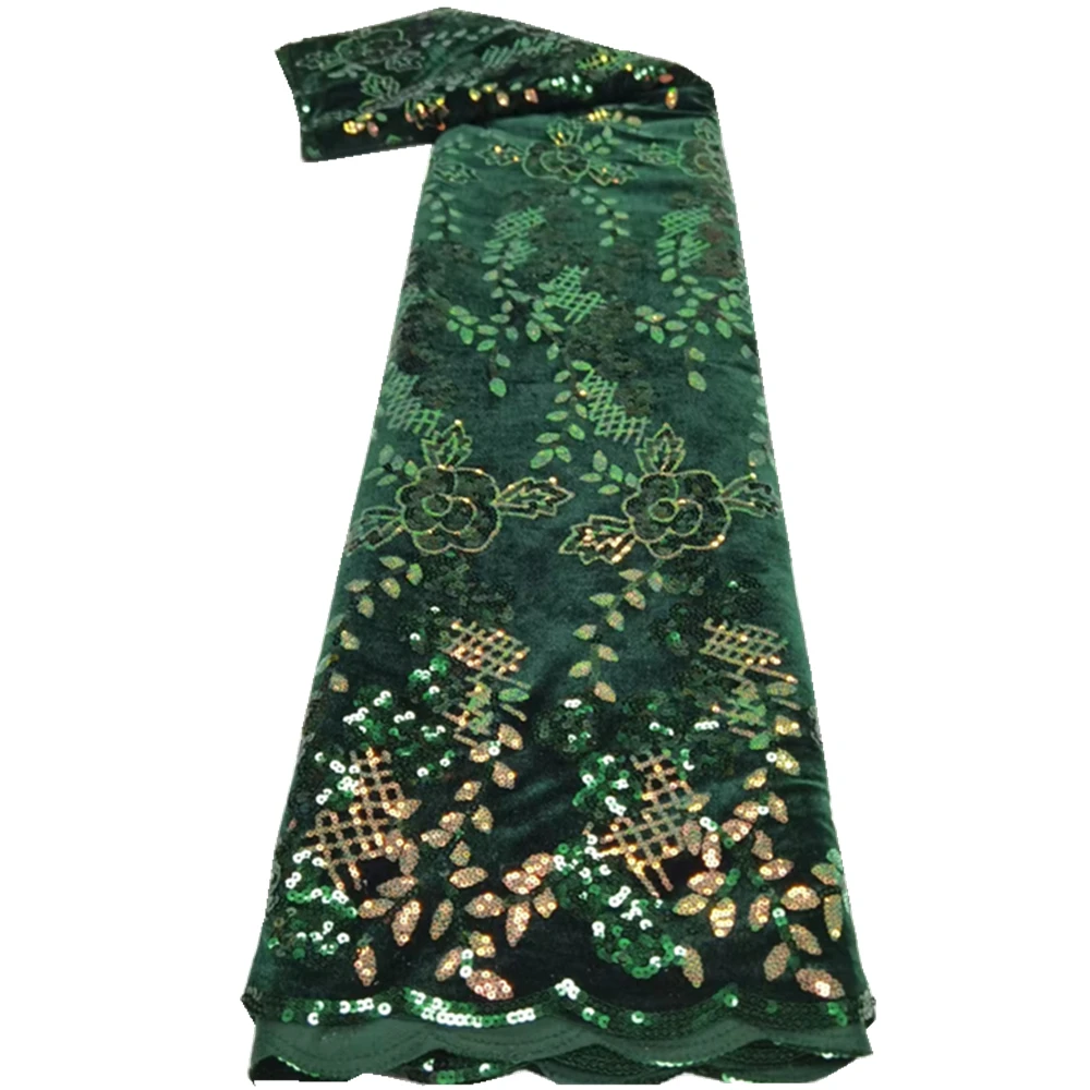 

2021 high quality French Nigerian sequins net lace,African tulle mesh sequence lace fabric for party dress 5 yards/lot QX-120