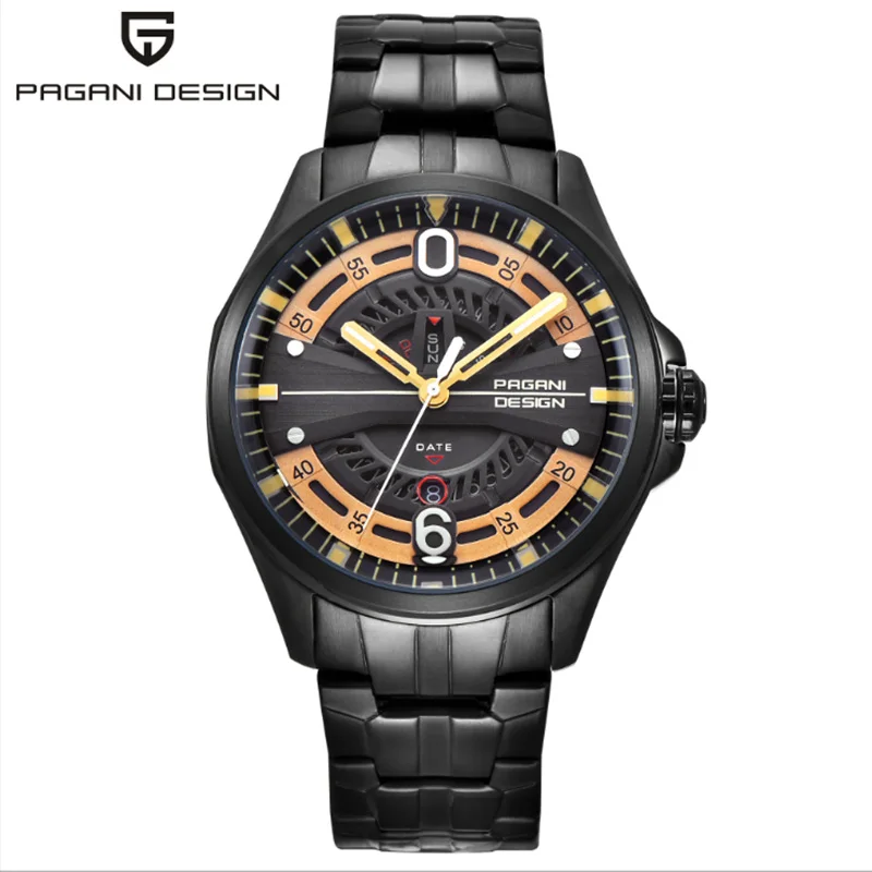 

Мужские кварцевые часы с календарем, 42 мм, черный ремешок из нержавеющей стали, A320