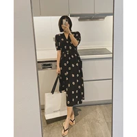 2021 womens black floral midi long maxi summer dress robe za woman casual party sundresses y2k light clothing prom evening sexy