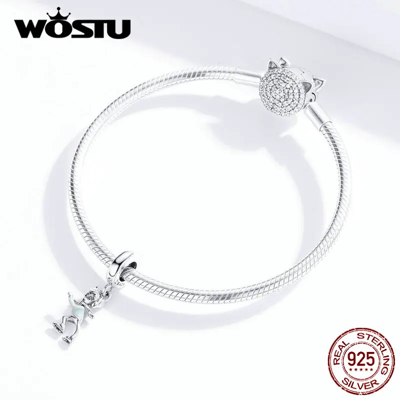 WOSTU, 925 пробы, серебряные, для катания на лыжах, для мальчиков и обнимающих, подвески для девушки, бусины, подходят к оригинальному браслету, подвеска, ювелирные изделия дружбы CQC1352