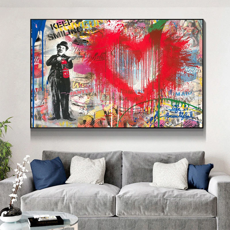 

Street Graffiti Art Love Is All Canvas Painting Animal Art Posters and Prints Wall Art Pictures for Living Room Decor