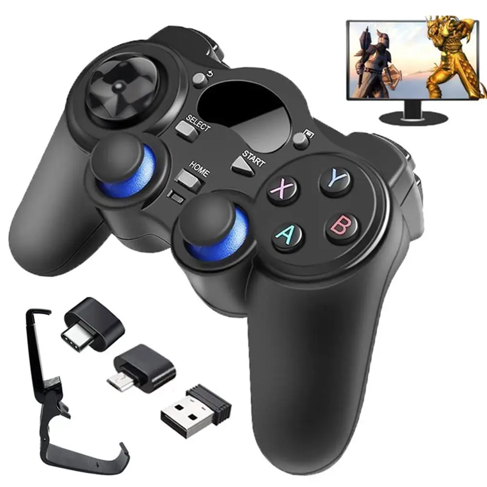 

2.4G Wireless Gamepad Android Wireless Handheld With OTG Converter And Mobile Phone Holder For PS3 Games Accessories