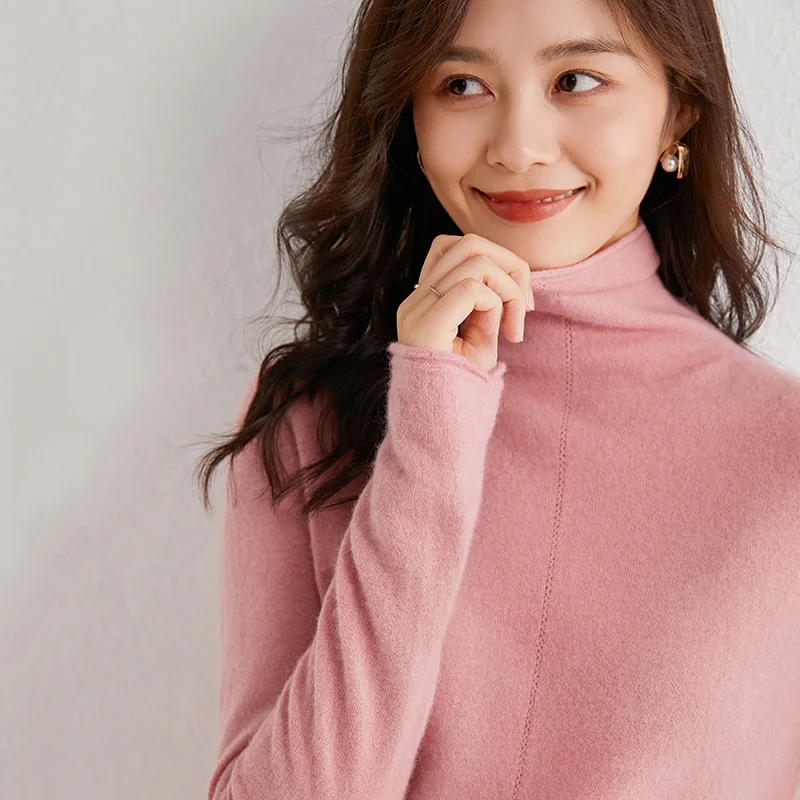 

Female soft slim pullover turtleneck ladies long sleeves jumper knitted wool warm sweater
