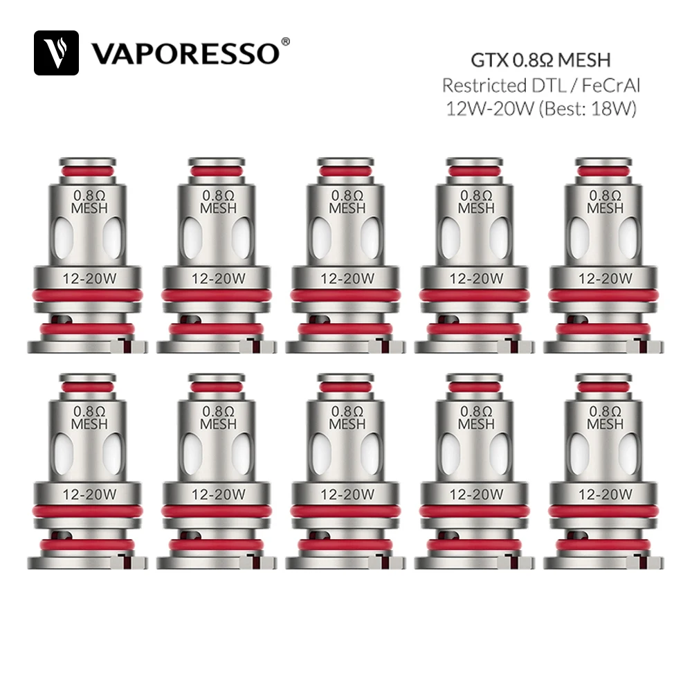 

10PCS Original Vaporesso GTX Coil 0.8ohm Mesh Coil Atomizer Core For TARGET PM8/GTX ONE/LUXE PM40/SWAG PX80 Electronic Cigarette