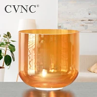 CVNC 6"/7" Orange with Cosmic Light Alchemy Clear Quartz Crystal Singing Bowl for Sound Healing with Free Mallet and O-ring