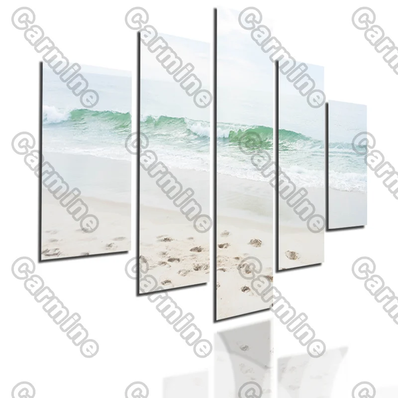 

Poster White Beach Sky Green Wave Landscape Canvas Painting 5Pcs Posters Painting Wall Art Decoration for Living Room Frameless