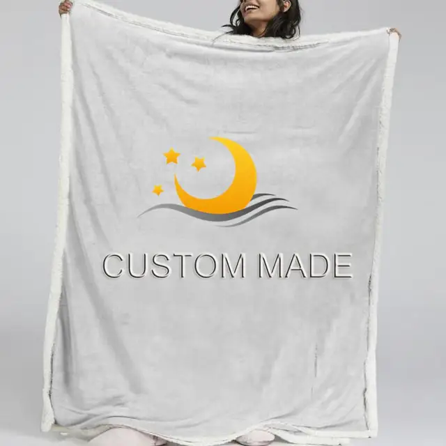 Blessliving Custom Made Blanket for Bed Print on Demand Sherpa Fleece Blanket POD Customized Plush Bedspread DIY Mantas Dropship 1