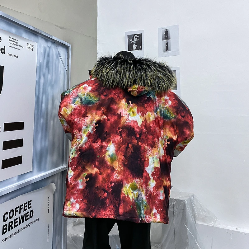 Мужская зимняя куртка с меховым капюшоном в стиле хип хоп|Мужские парки| |