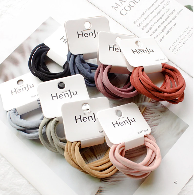 6 шт./компл. высокое эластичное кольцо для волос милые цветные базовые резинки