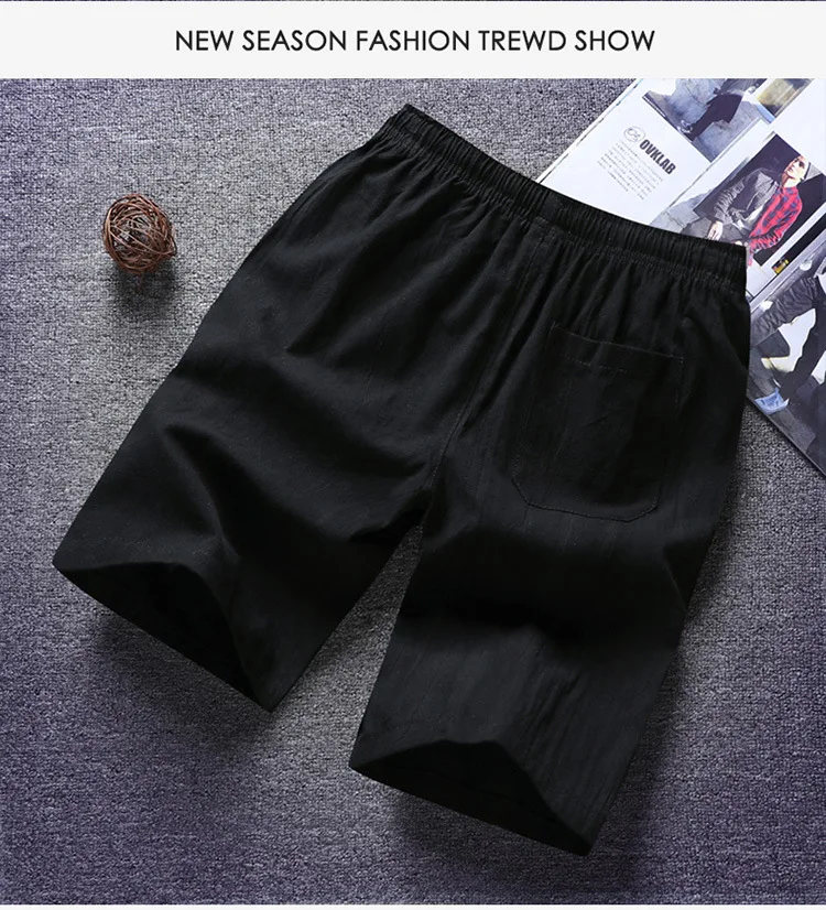 

Pure Color Linen Shorts Men's Linen Casual Fashion Comfortable Loose Shorts Summer Breathable Plus Size 5XL 2021 New Arrival