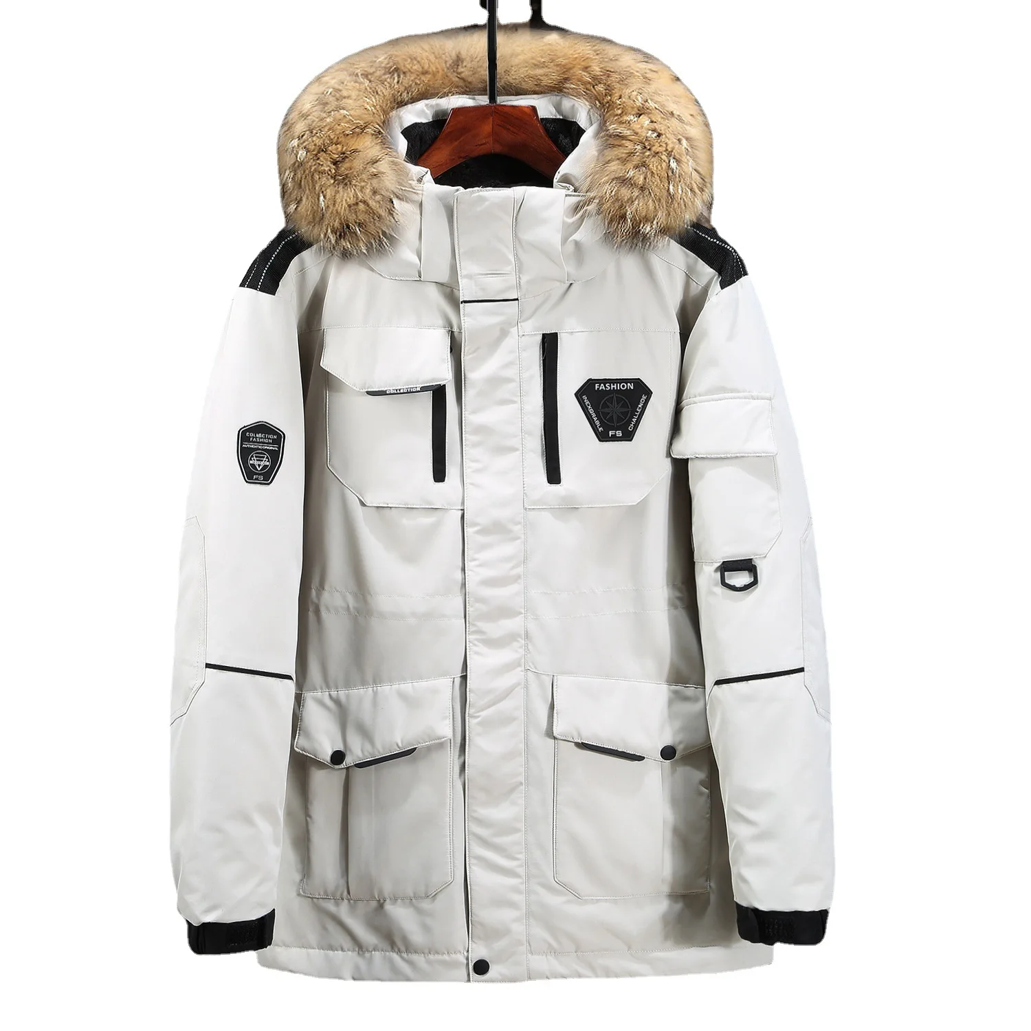 Down Jacket Men's Warm Autumn and Winter New Style Youth Thick Warm Hooded Down Jacket Casual Jacket