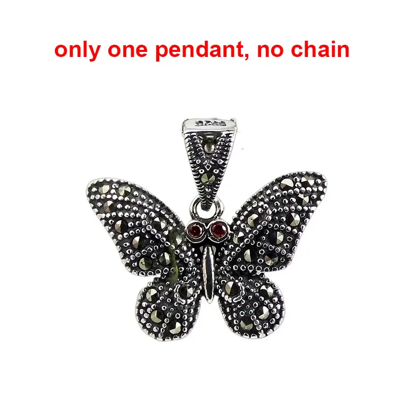 only one pendant FNJ 925 Серебряный кулон бабочка повесить марказит чистый S925 тайские серебряные подвески для женщин для изготовления ювелирных изделий - Окраска металла: only one pendant