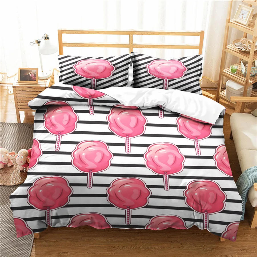 

Комплект постельного белья с 3D принтом, пододеяльник, Комплект постельного белья, хлопок, конфетные, домашний текстиль для взрослых, постел...