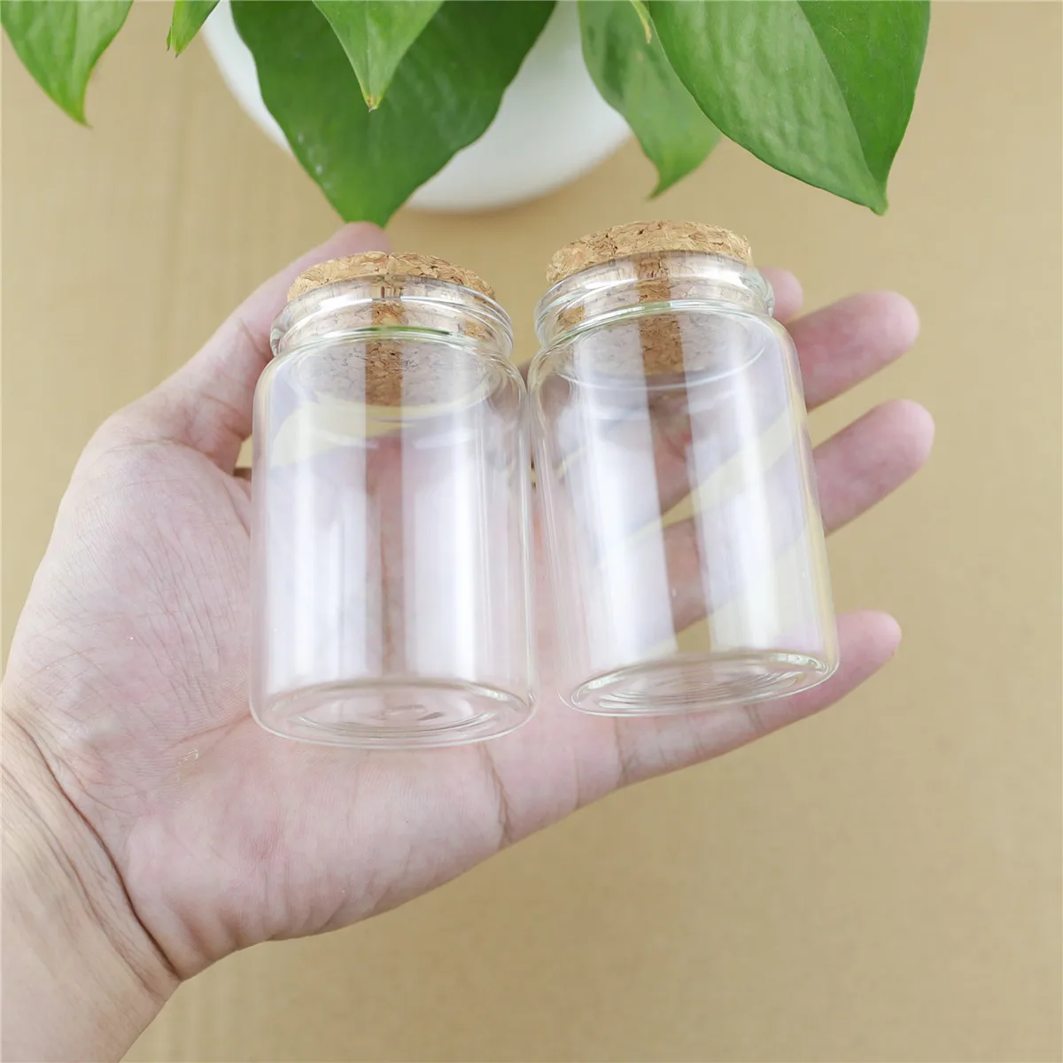 

2 pcs/lot 47*70mm 80ml Glass Bottles With Cork Spicy Storage Tiny Bottle Containers Glass Jars Spice DIY Craft Vials
