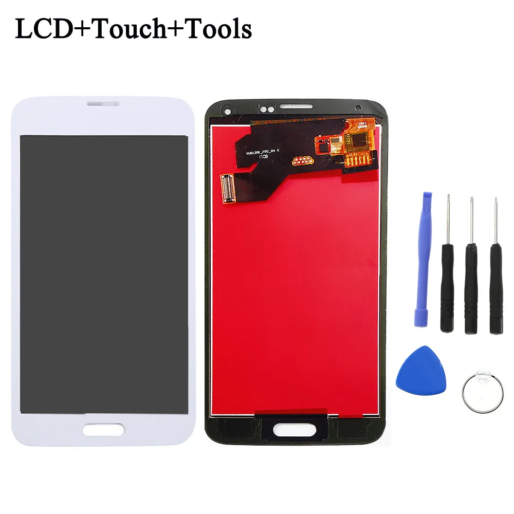 Для samsung S5 lcd G900F G900A lcd дисплей G900P G900T G900V сенсорный экран дигитайзер G900F lcd для Galaxy s5 запасные части - Цвет: White with tools
