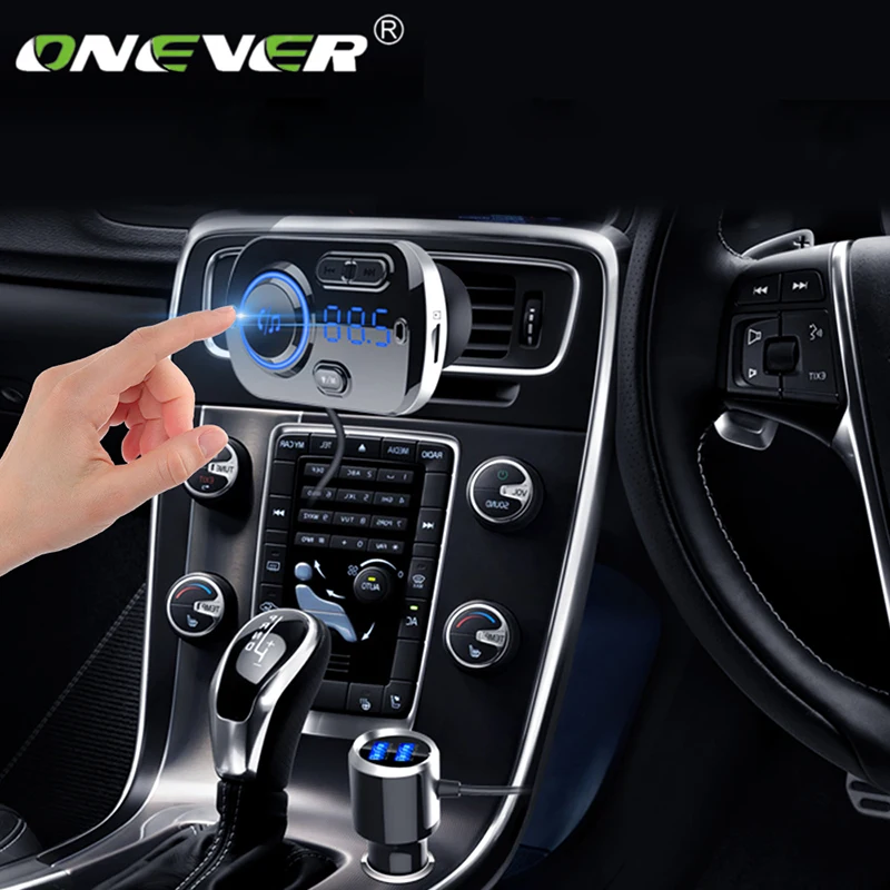 Onever Bluetooth 5,0 автомобильный fm-передатчик Aux модулятор беспроводной автомобильный аудио MP3 плеер Hands-free автомобильный комплект двойной USB зарядное устройство Efficie