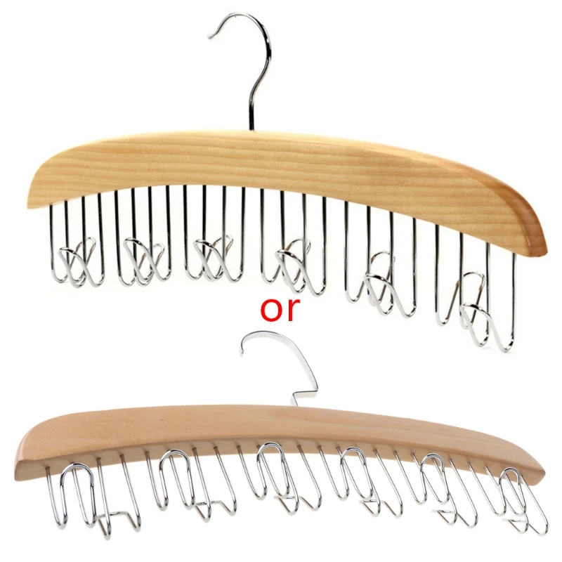 

Деревянные вешалки с крючками для шарфов из нержавеющей стали, вешалка для галстука и пояса, Органайзер