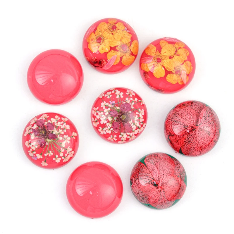 

5pcs/lot Resin Dried Flower Round Glass Cabochon Dia 20mm Beads For DIY Necklace Earring Flat Back Jewelry Making Findings
