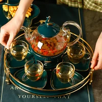 flower teapot set heat resistant glass ceramics european style afternoon tea flower fruit tea set home can be heated kettle