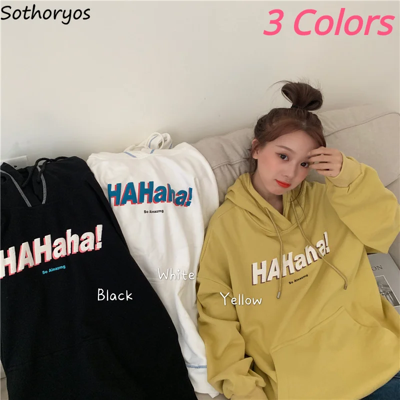 

Весенние женские толстовки с капюшоном с буквенным принтом, толстовки Harajuku Ulzzang, Студенческая мешковатая уличная одежда большого размера д...