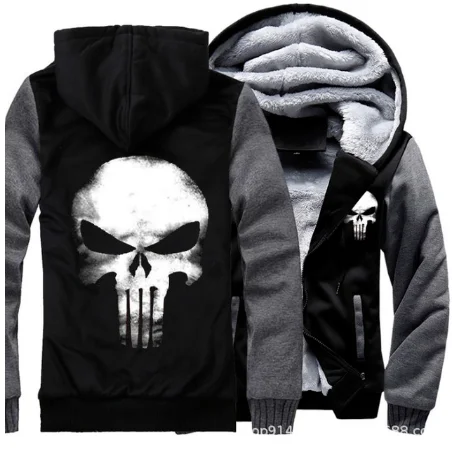 

2021 NEW Hoodies Men Punisher Jacket Thicken Hoodie Mens Zipper Winter Warm Fleece Coat Male Tracksuits 11