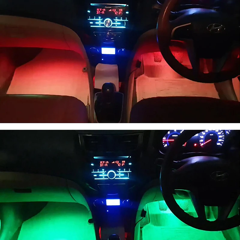 Светодиодная лента RGB для салона автомобиля декоративная лампа с дистанционным