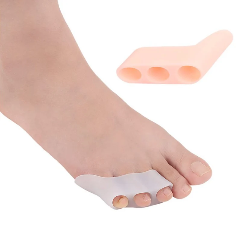 2pcs Three-hole Little Toe Separator Transparent Bunion Pain Relief Toe Straight