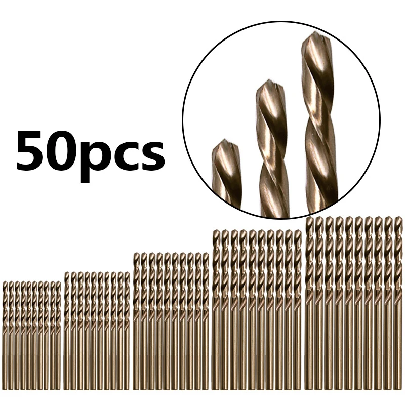 

50pcs Twist drill bit straight handle high speed steel cobalt M35 grinding for stainless steel metal reamer drill bit