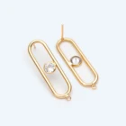 4 шт., золотые овальные серьги-гвоздики с фианитами