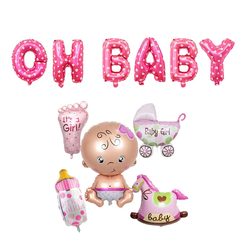Oh Baby Girl Set Пол раскрывает детский душ украшения шар установить его девочка его мальчик украшения Дети партии о ребенок для ребенка душ шары - Цвет: Oh Baby Girl Set