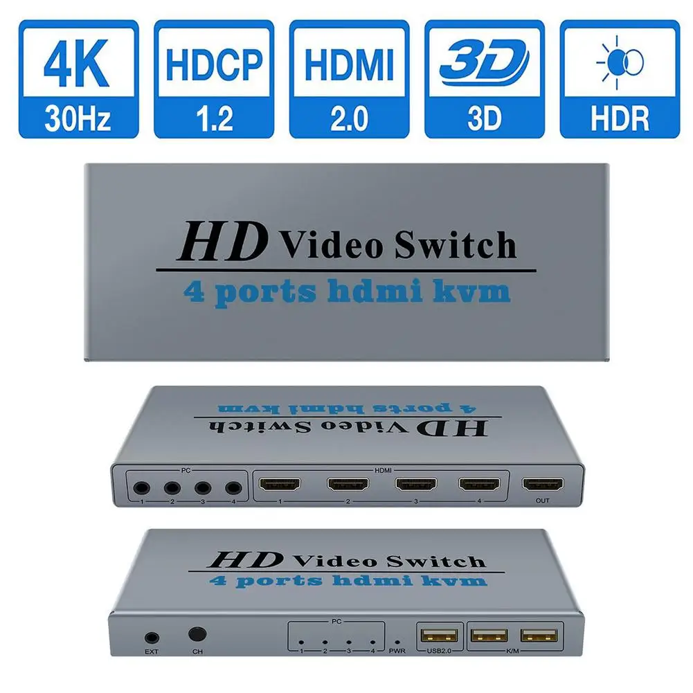 

KVM 4 в 1 коммутатор с 4 портами HDMI-совместим с 2 мониторами для ПК мышь для Mac клавиатура U-disk принтер для Win7/8/10