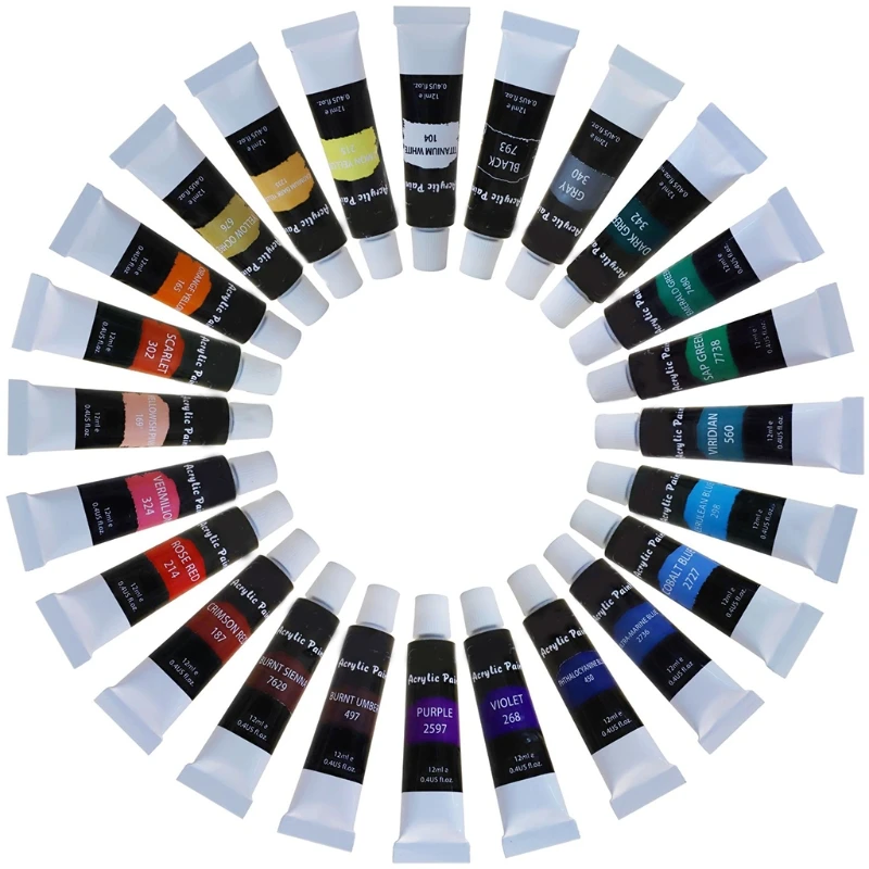 

Acrylic Paint Set 24 Color 12ml Non Toxic Non Fading Pigment for Kids Adults Beginner Professional Artists