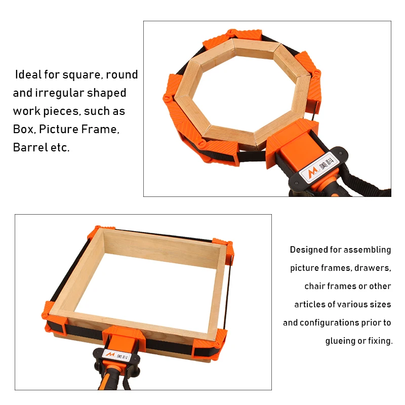 Band Clamp with Extra 4pcs Corner Jaws Woodworking Frame Strap Holder Irregular Shapes Angle Belt Clamps | Обустройство дома