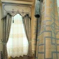 custom curtains american modern high grade chenille bedroom simple cashmere blue cloth blackout curtain tulle drape