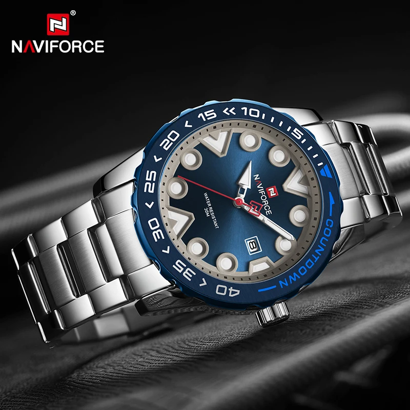 Часы наручные NAVIFORCE Мужские кварцевые роскошные модные спортивные