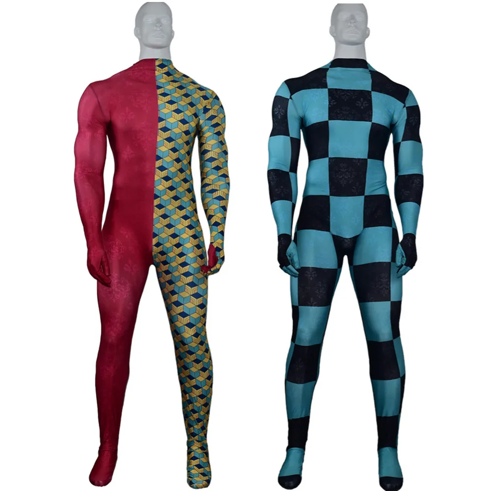 

Demon Slayer Cosplay Blade Kazomon Tanjiro Cosplay Tight-fitting One-piece Clothes Exhibition Annual Meeting Halloween Costume