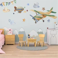 milofi custom non woven wallpaper mural nordic hand painted cartoon aircraft childrens room bedroom background wall