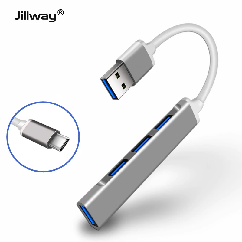 Jillway USB C 3.0HUB 1 порт 3,0 3 порта 2,0 USB 4 порта разветвитель для MacBook Pro Air Chromebook OTG функция алюминиевый порт