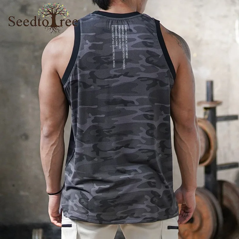 

Summer men's vest loose round neck mesh quick-drying sports fitness clothing Tank Tops
