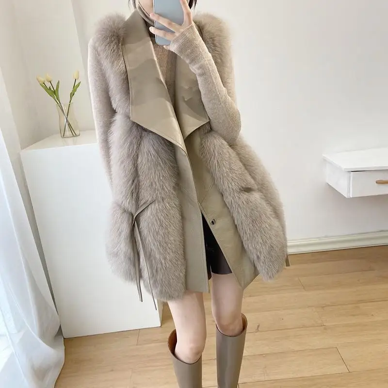 

2021 Winter New Coat Fox Fur Vest Sheep Skin Korean Version Of Fur Vest A Version Coat Fox Fur Whole Fur Coat
